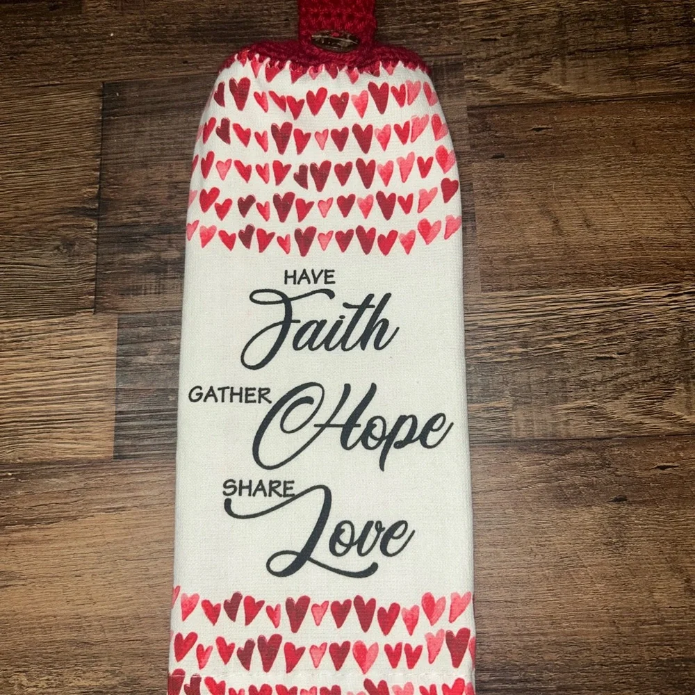 Faith Hope Love Hanging Kitchen Towel